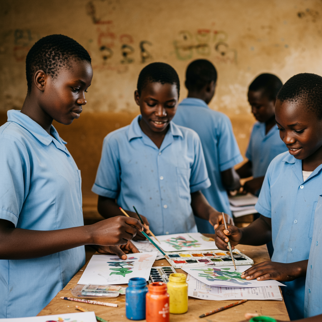 Children holding educational materials